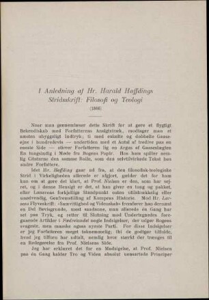 I Anledning af Hr. Harald Høffdings Stridsskrift: Filosofi og Teologi (1866)