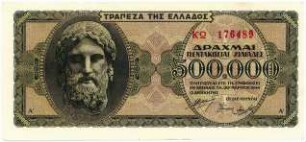 Geldschein, 500.000 Drachmen, 20.3.1944