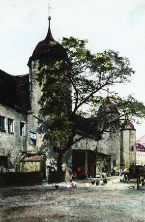 Dresden, Jägerhof : Dia nach einer colorierten Postkarte (Nenke & Ostermaier). Verwalter: Staatliche Kunstsammlungen Dresden, Museum für Sächsische Volkskunst