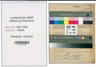 Entnazifizierung Heinrich Van Deventer , geb. 21.12.1892 (Arbeiter)