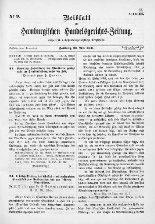 Beiblatt zur hamburgischen Handelsgerichts-Zeitung No. 9. Hamburg, 30. Mai 1868.