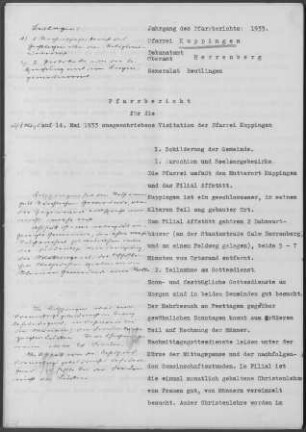Kuppingen-Affstätt: Pfarrbericht 1933