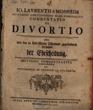 Commentatio de divortio