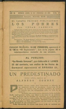 1925009379: Un predestinado : novela inédita