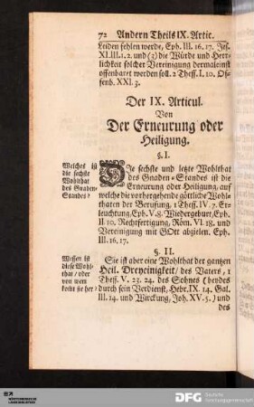 Der IX. Articul. Von Der Erneurung oder Heiligung.