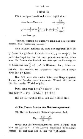 c) Die Kurven konstanten Krümmungsmasses.