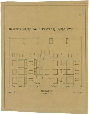 Billing, Hermann; Karlsruhe, Gerwigstr. 35; Haus Wilhelm Pfrommer - Fassade zum Hof (Ansicht)