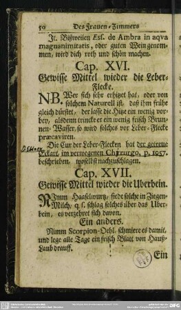 Cap. XVI. Gewisse Mittel wieder die Leber-Flecke