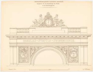 Freiburger Bahnhof, Breslau, Breslau-Schweidnitz-Freiburger Eisenbahn: Skulpturen am Portal der Verbindungshalle, Maßstabsleiste