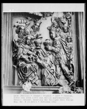 Altar, Detail: Relief mit der Anbetung der Heiligen Drei Könige