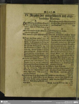 IV. Register der ausgeführten und abgehandelten Materien