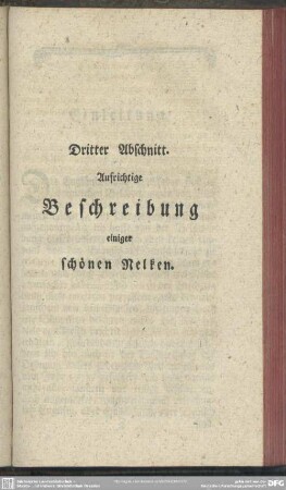 Dritter Abschnitt. Aufrichtige Beschreibung einiger schönen Nelken