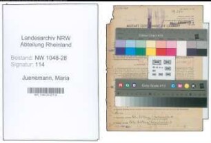 Entnazifizierung Maria Juenemann , geb. 21.07.1902 (Postsekretaerin)