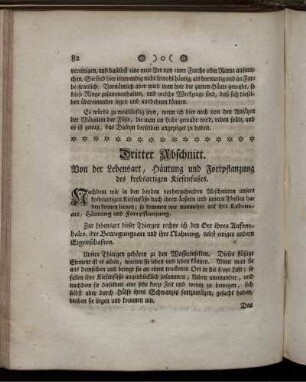 Dritter Abschnitt. Von der Lebensart, Häutung und Fortplanzung des krebsartigen Riesenfußes.