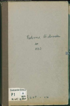 Kirchenbuchduplikat der evangelischen Gemeinde Rehme, Kreis Minden (GHT 1851-1860) (Gemeinde: Evangelische Gemeinde Rehme)
