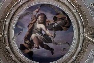 Engel mit Spruchband: "ECCE ENIM EVANGELIZO VOBIS GAUDIUM MAGNUM"