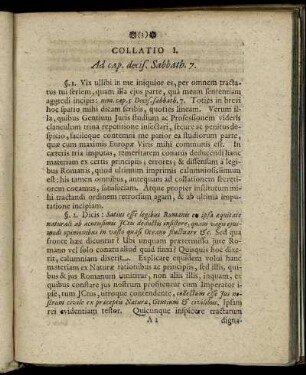 Collatio I. - Collatio VI.