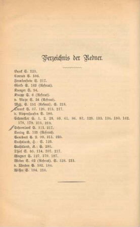 Verzeichnis der Redner