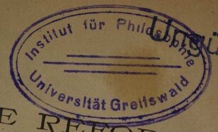 Stempel / Institut für Philosophie  [Institut für Philosophie Universität Greifswald]