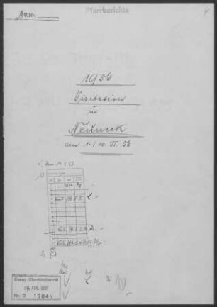 Neuneck mit Böffingen und Unteriflingen: Visitationsbericht mit Pfarrbericht 1956