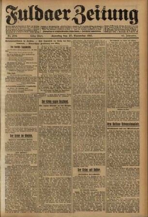 Erste Ausgabe vom Samstag, den 27. November 1915.