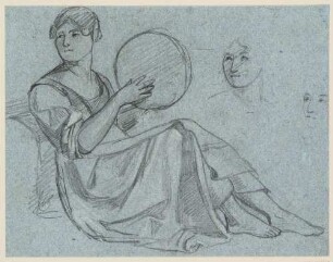 Sitzende Frau mit Tamburin