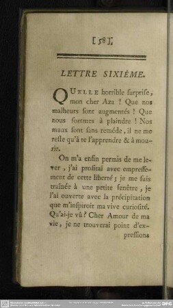 Lettre Sixiéme