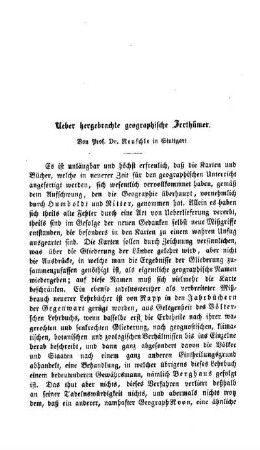 Ueber hergebrachte geographische Irrthümer