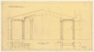 Warenhaus Wertheim, Leipziger Straße, Berlin 3. Bauabschnitt, Erweiterungsbau Voßstraße: Vorhalle an der Voßstraße: Querschnitt, 1:25