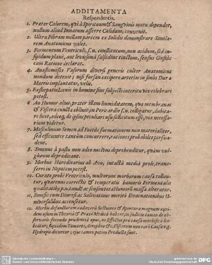 ADDITAMENTA Respondentis.