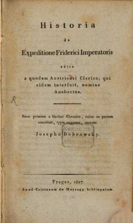 Historia de expeditione Friderici Imperatoris