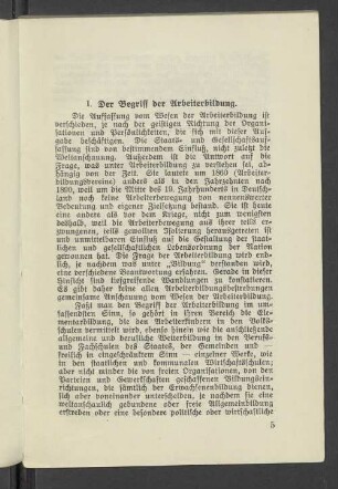 I. Der Begriff der Arbeiterbildung