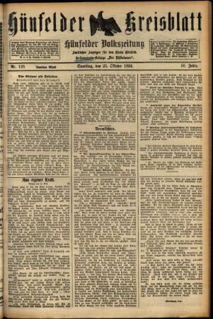 Zweite Ausgabe vom Samstag, den 25. Oktober 1924.