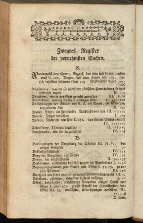 Zweytes Register der vornehmsten Sachen.