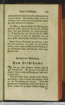Funfzehente Abtheilung. Vom Reichthume