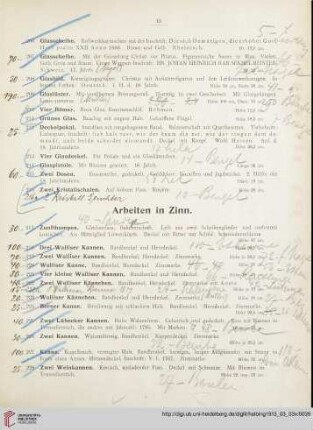Arbeiten in Zinn (Nr. 217-252)