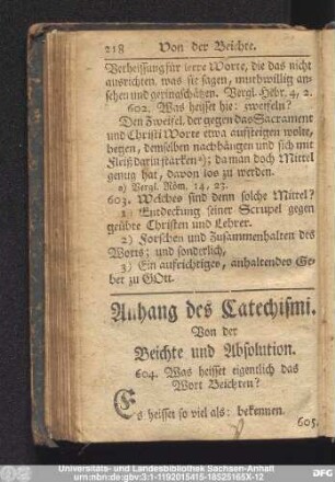 Anhang des Catechismi. Von der Beichte und Absolution.