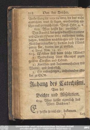 Anhang des Catechismi. Von der Beichte und Absolution.
