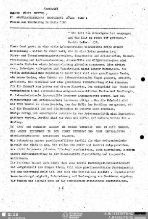 Umkehr führt weiter : wo gesellschaftliche Erneuerung nötig wird : Thesen zum Kirchentag in Halle 1988
