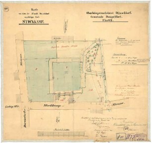 Karte von dem der Stadt Düsseldorf gehörigen Gute Stockkamp. Oberbürgermeisterei Düsseldorf. Gemeinde Pempelfort. Flur VII.