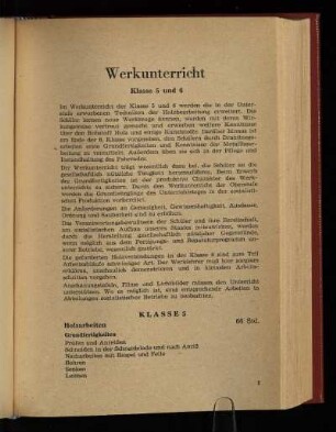 Werkunterricht : Klasse 5 und 6