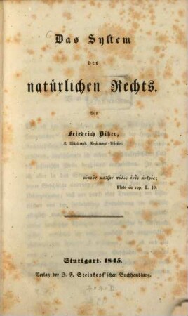 Das System des natürlichen Rechts
