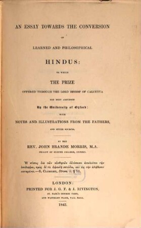 An essay towards the conversion of learned and philosophical Hindus