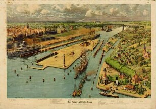 Kaiser-Wilhelm-Kanal mit der Holtenauer Schleuse