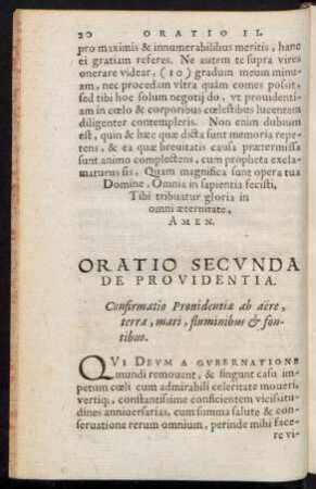Oratio Secunda De Providentia.