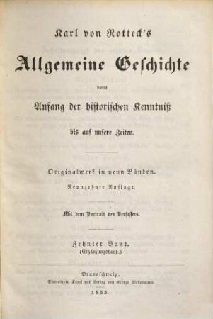 Allgemeine Geschichte : vom Anfang der historischen Kenntniß bis auf unsere Zeiten ; Originalwerk in neun Bänden, 10. (Ergänzungsband)