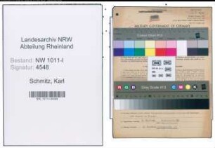 Entnazifizierung Karl Schmitz , geb. 25.10.1899 (Schreiner)