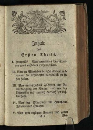 Inhalt des Ersten Theils