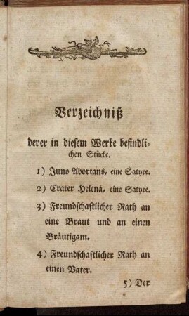 Verzeichniß derer in diesem Werke befindlichen Stücke.