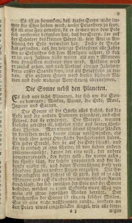 Die Sonne nebst den Planeten.